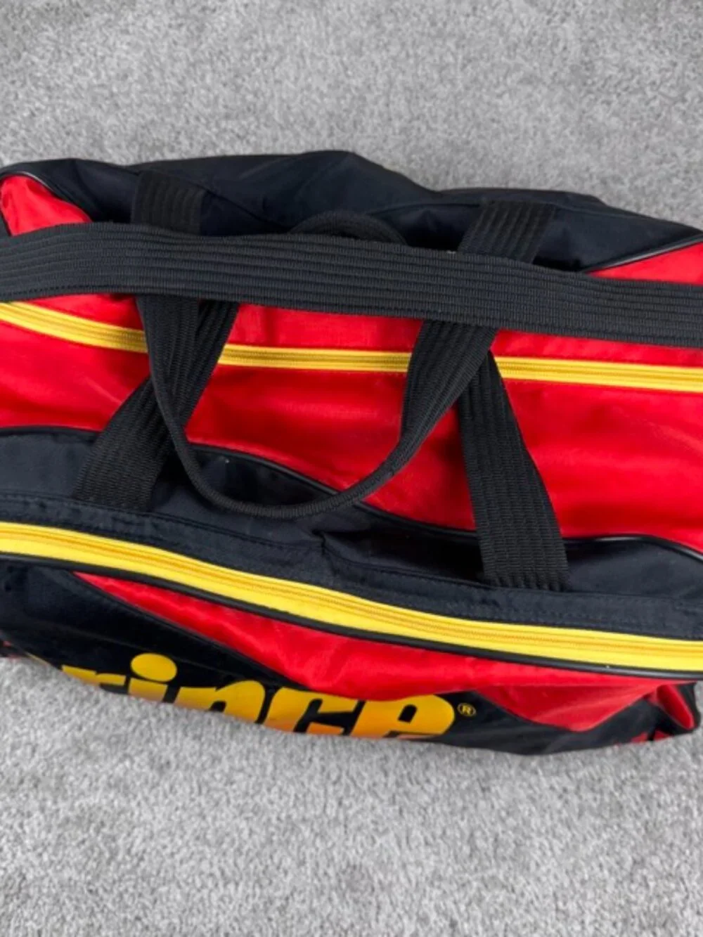Prince Vintage 90's Retro Crossbody Duffel Bag Gym Pickleball Duffle Black Red
